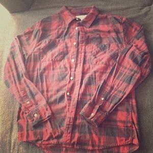 Black and maroon flannel.